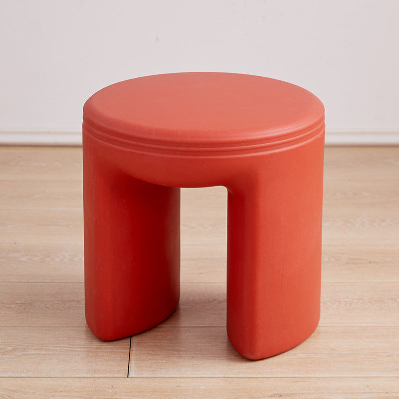 Modern Minimalist PE Round Low Stool Armless For Living Room