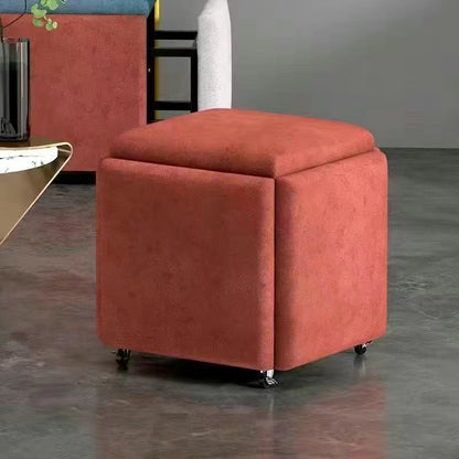 Contemporary Scandinavian Synthetic Fabric Sponge Metal Square Five-In-One Combination Low Stool Armless For Living Room
