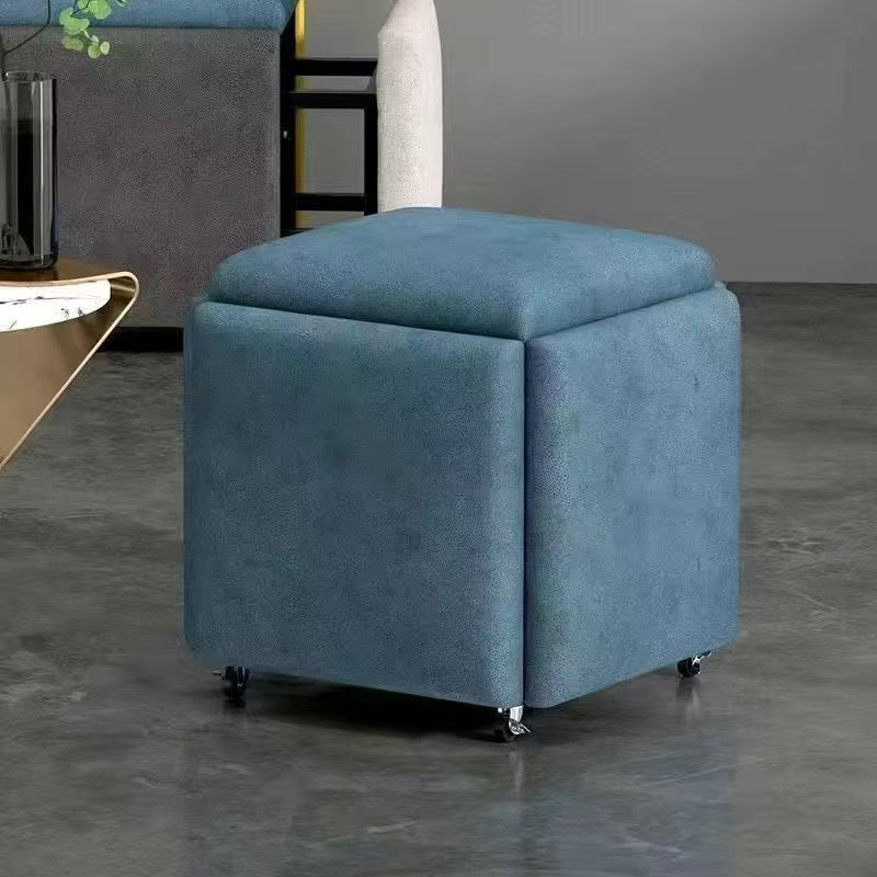 Contemporary Scandinavian Synthetic Fabric Sponge Metal Square Five-In-One Combination Low Stool Armless For Living Room