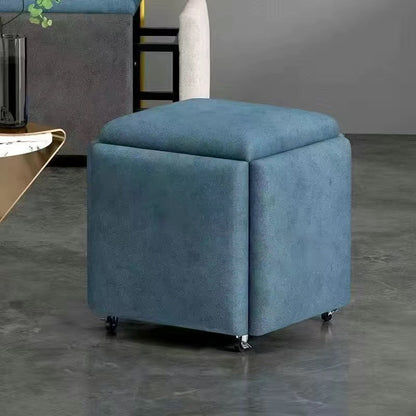 Contemporary Scandinavian Synthetic Fabric Sponge Metal Square Five-In-One Combination Low Stool Armless For Living Room