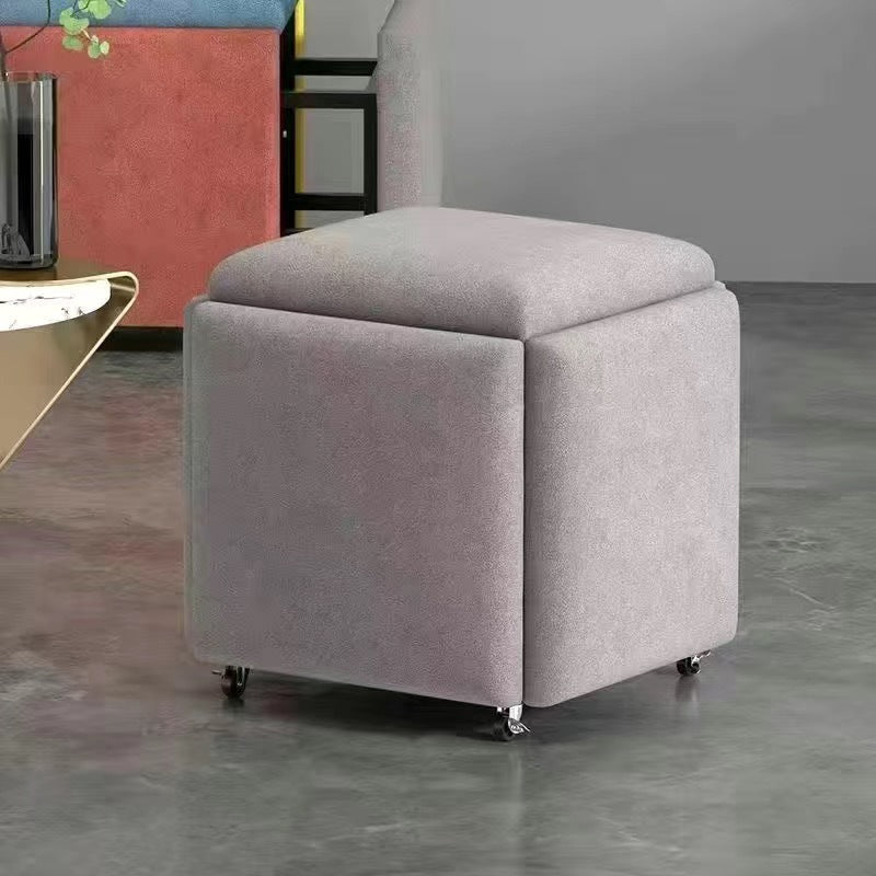 Contemporary Scandinavian Synthetic Fabric Sponge Metal Square Five-In-One Combination Low Stool Armless For Living Room