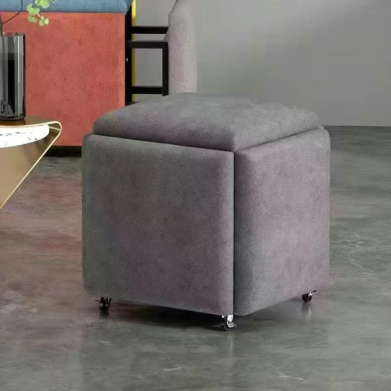 Contemporary Scandinavian Synthetic Fabric Sponge Metal Square Five-In-One Combination Low Stool Armless For Living Room