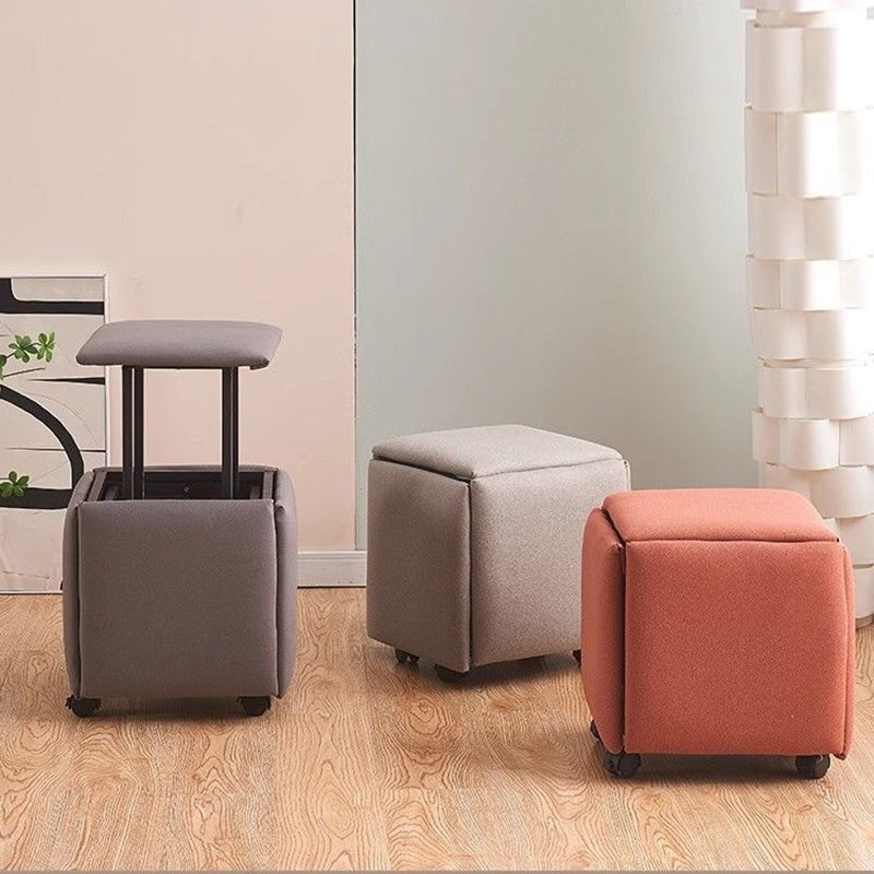 Contemporary Scandinavian Synthetic Fabric Sponge Metal Square Five-In-One Combination Low Stool Armless For Living Room