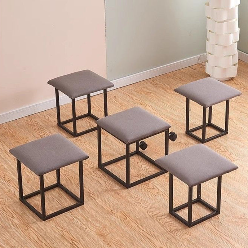 Contemporary Scandinavian Synthetic Fabric Sponge Metal Square Five-In-One Combination Low Stool Armless For Living Room