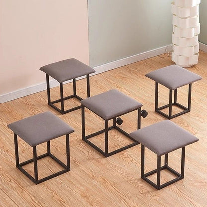 Contemporary Scandinavian Synthetic Fabric Sponge Metal Square Five-In-One Combination Low Stool Armless For Living Room