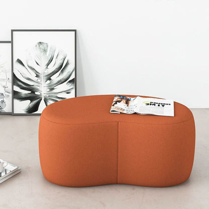 Modern Minimalist Synthetic Fabric Sponge Plywood Crescent Shape Low Stool Armless For Living Room