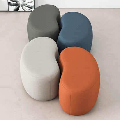 Modern Minimalist Synthetic Fabric Sponge Plywood Crescent Shape Low Stool Armless For Living Room