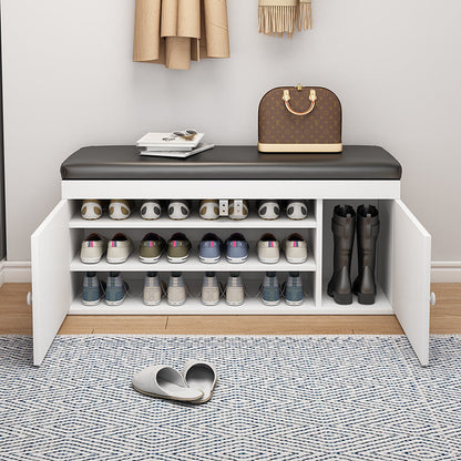 Modern Minimalist MDF PU Leather Sponge Metal Rectangular Shoe Bench Armless For Entryways