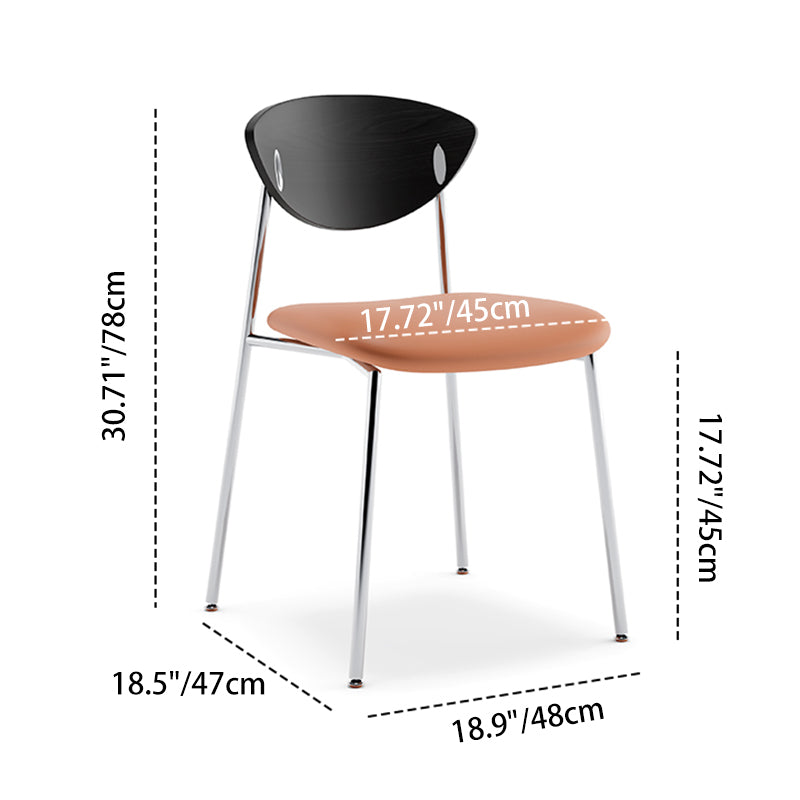 Modern Minimalist Stainless Steel Plywood Sponge Silicone Microfiber Leather Square Dining Chair Backrest For Dining Room & Kitchen