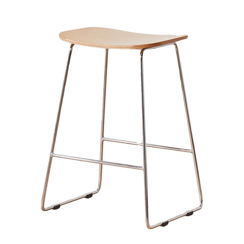 Contemporary Scandinavian Plywood Iron Rectangular Bar Stool Armless For Dining Room & Kitchen