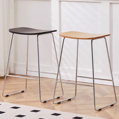 Contemporary Scandinavian Plywood Iron Rectangular Bar Stool Armless For Dining Room & Kitchen