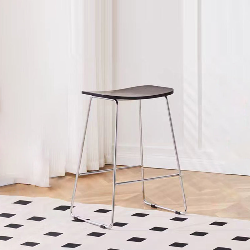 Contemporary Scandinavian Plywood Iron Rectangular Bar Stool Armless For Dining Room & Kitchen