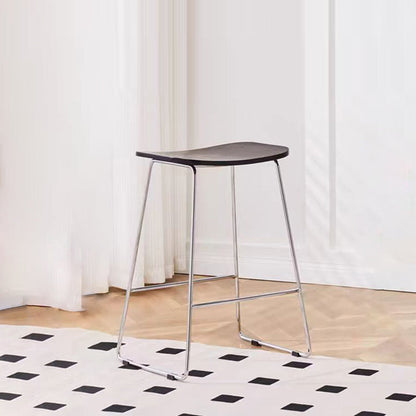 Contemporary Scandinavian Plywood Iron Rectangular Bar Stool Armless For Dining Room & Kitchen