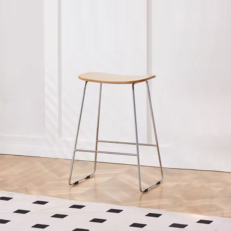 Contemporary Scandinavian Plywood Iron Rectangular Bar Stool Armless For Dining Room & Kitchen