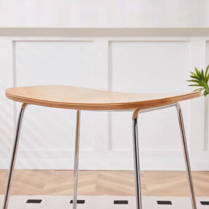 Contemporary Scandinavian Plywood Iron Rectangular Bar Stool Armless For Dining Room & Kitchen