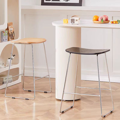 Contemporary Scandinavian Plywood Iron Rectangular Bar Stool Armless For Dining Room & Kitchen