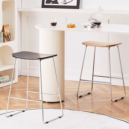 Contemporary Scandinavian Plywood Iron Rectangular Bar Stool Armless For Dining Room & Kitchen
