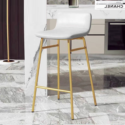 Contemporary Scandinavian Iron PU Leather Square Bar Stool Backrest Armless For Dining Room & Kitchen