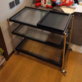 Traditional Vintage Wood, Glass & Stainless Steel Rectangular Side Table With 3-Tier Storage For Living Room & Bedroom
