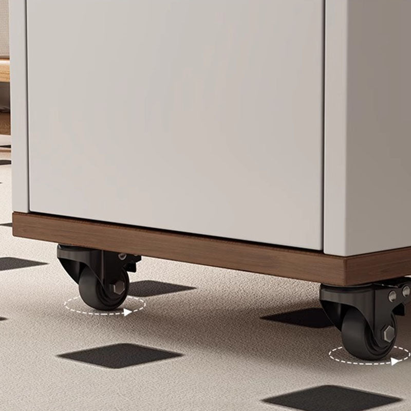 Contemporary Nordic Eco-Board & Stainless Steel Trapezoid Side Table With 1-Drawer And Rotatable Liftable Top For Bedroom & Living Room