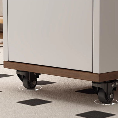 Contemporary Nordic Eco-Board & Stainless Steel Trapezoid Side Table With 1-Drawer And Rotatable Liftable Top For Bedroom & Living Room