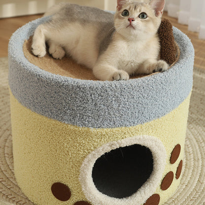 Modern Art Deco Cylinder Milk Tea Cup Sisal Fabric Wear-Resistant Warm Cat Tower 1/2-Hole For Living Room