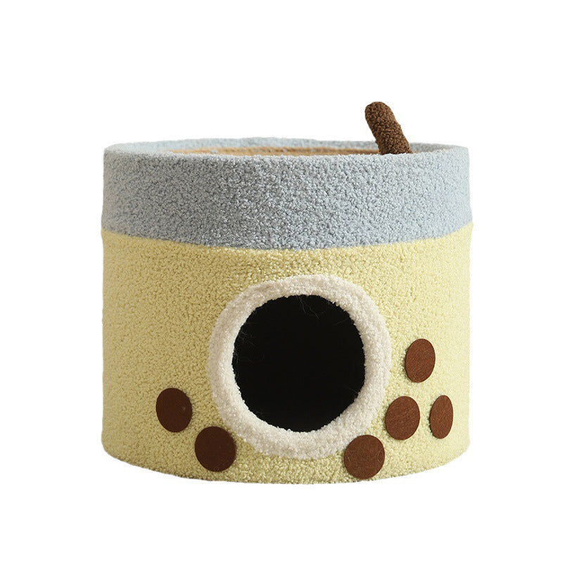 Modern Art Deco Cylinder Milk Tea Cup Sisal Fabric Wear-Resistant Warm Cat Tower 1/2-Hole For Living Room