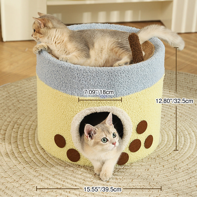 Modern Art Deco Cylinder Milk Tea Cup Sisal Fabric Wear-Resistant Warm Cat Tower 1/2-Hole For Living Room