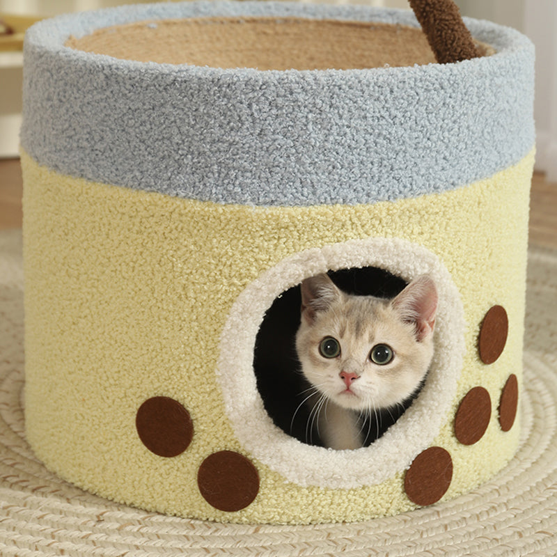 Modern Art Deco Cylinder Milk Tea Cup Sisal Fabric Wear-Resistant Warm Cat Tower 1/2-Hole For Living Room