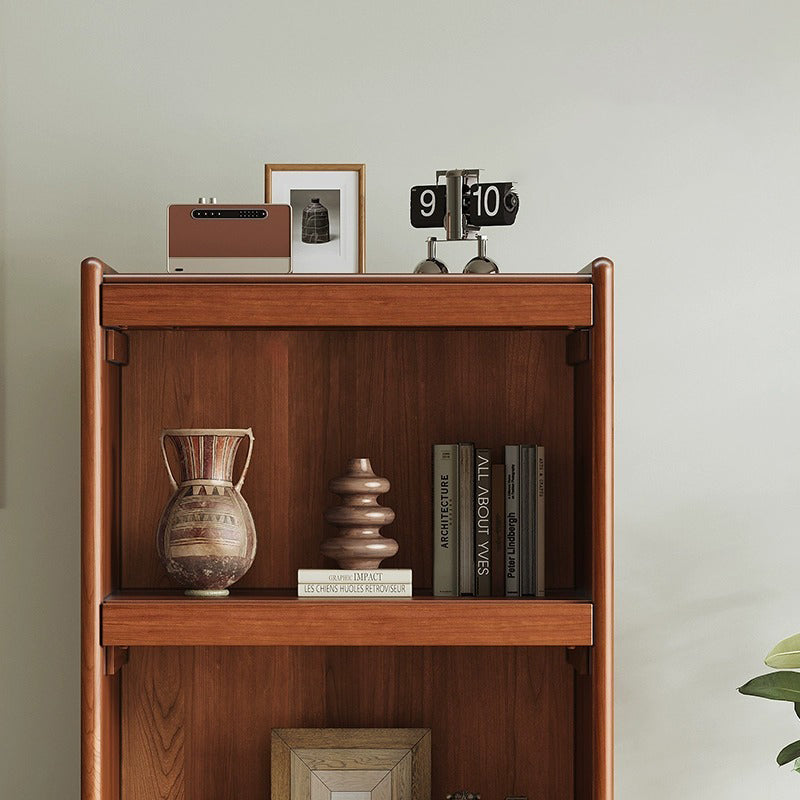 Traditional Vintage Rectangular Rubberwood Pine Wood Solid Wood Multi-Layer Board Stainless Steel Glass Storage Cabinet 3-Cabinet For Living Room