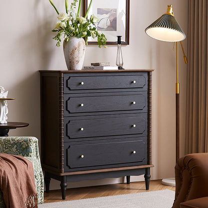 Contemporary Retro Rectangular Ash Wood Plywood Storage Cabinet 4-Drawer For Living Room
