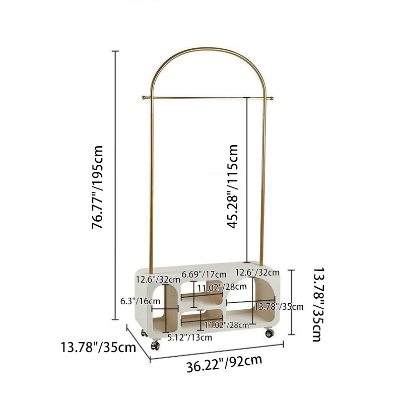 Traditional French Rectangular Arc-Shaped E1 Eco-Friendly MDF Stainless Steel Multi-Compartment Storage Hall Tree 1-Cabinet For Bedroom