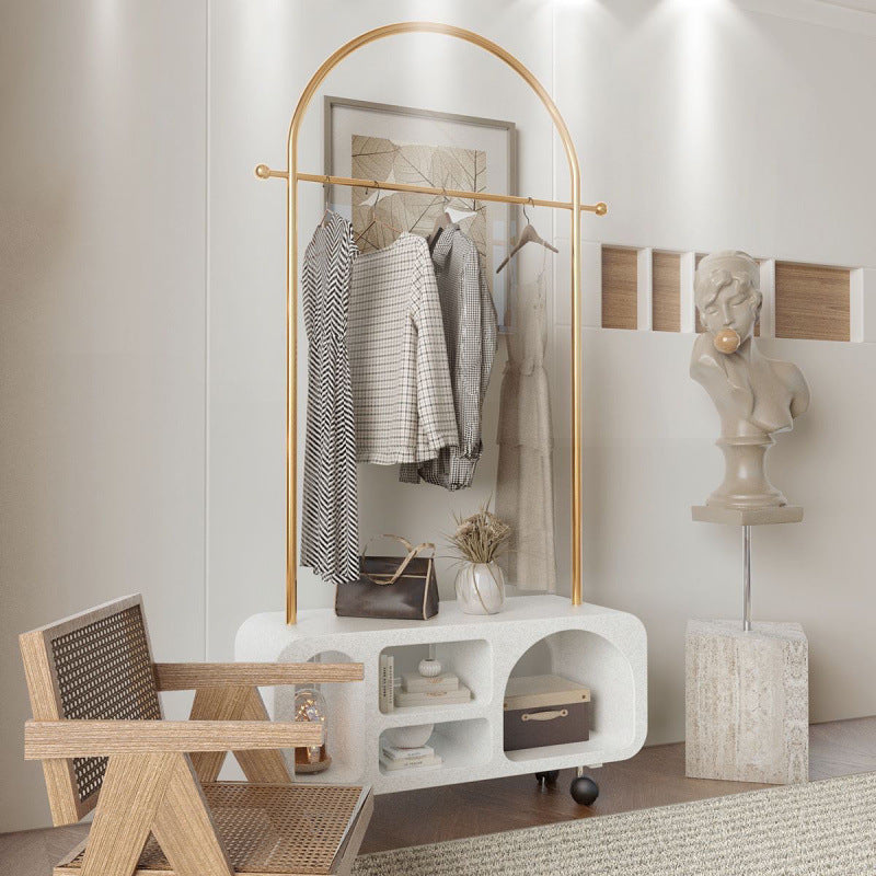 Traditional French Rectangular Arc-Shaped E1 Eco-Friendly MDF Stainless Steel Multi-Compartment Storage Hall Tree 1-Cabinet For Bedroom