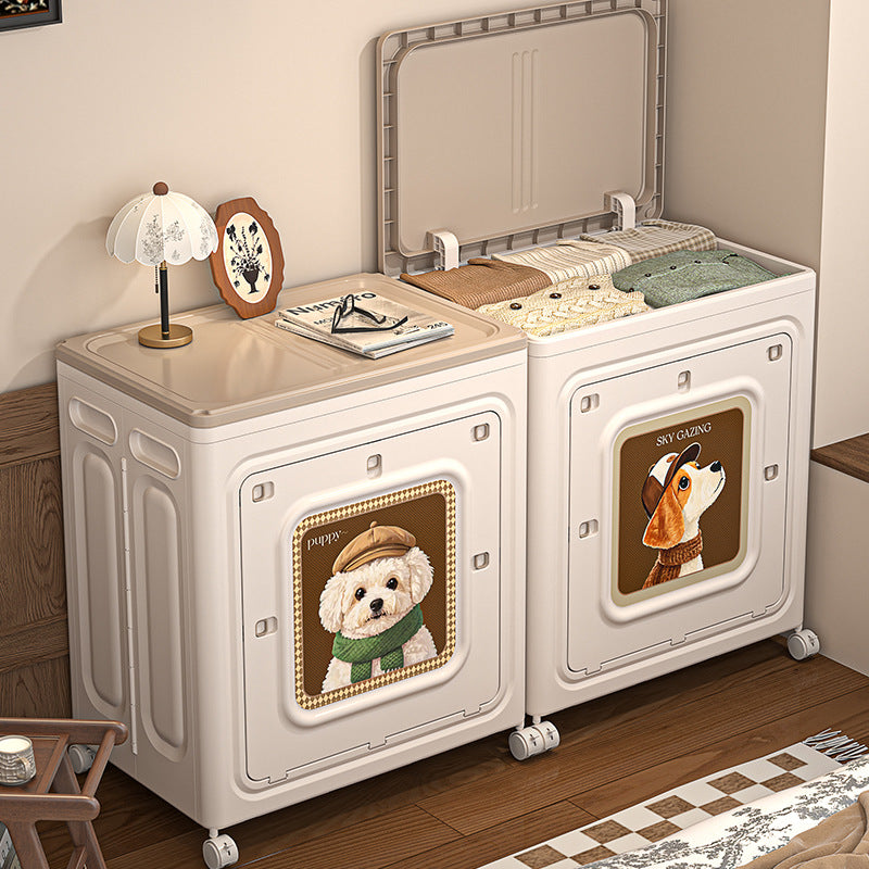 Modern Minimalist Foldable Rectangular PP Plastic Flip-Top Storage Cabinet 1-Cabinet For Bedroom