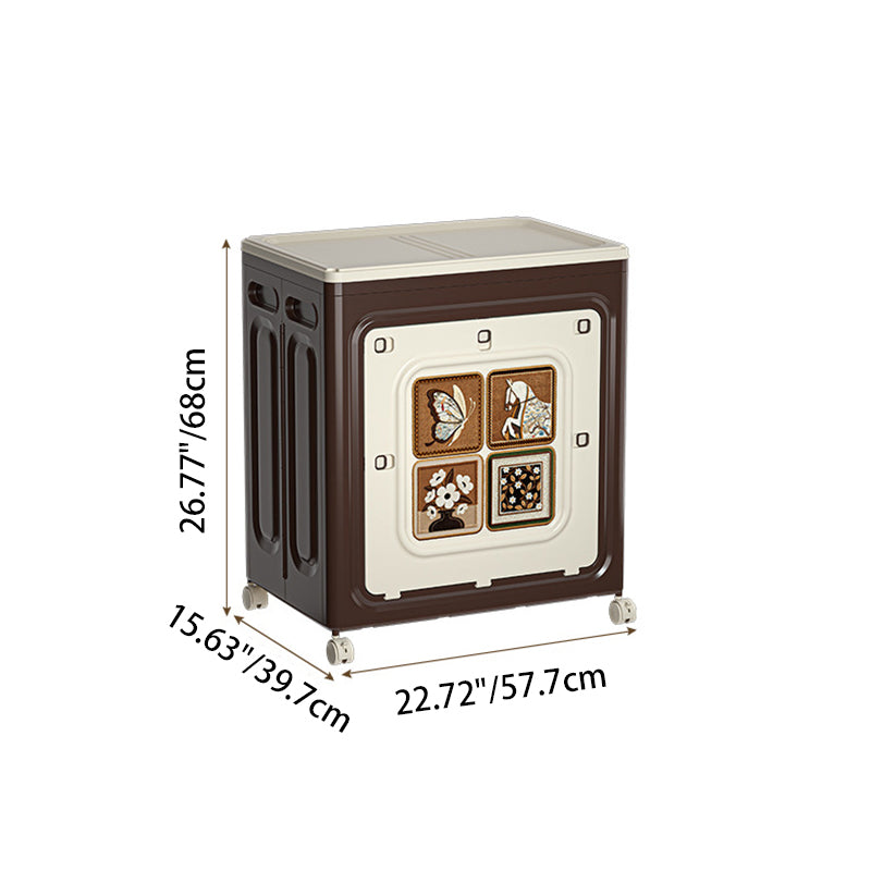 Modern Art Deco Movable Rectangular PP Plastic Foldable Large Capacity Storage Cabinet 1-Cabinet For Living Room & Bedroom