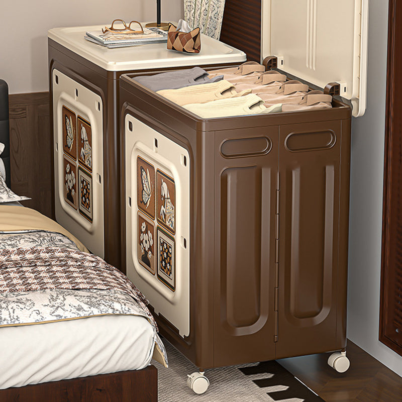Modern Art Deco Movable Rectangular PP Plastic Foldable Large Capacity Storage Cabinet 1-Cabinet For Living Room & Bedroom