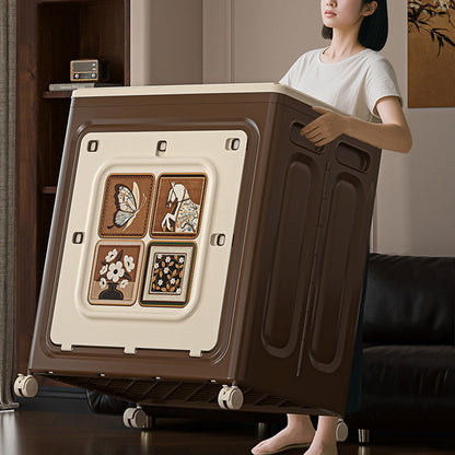 Modern Art Deco Movable Rectangular PP Plastic Foldable Large Capacity Storage Cabinet 1-Cabinet For Living Room & Bedroom