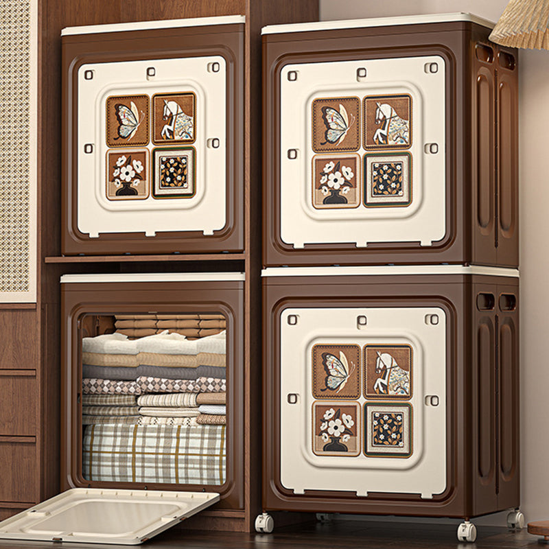 Modern Art Deco Movable Rectangular PP Plastic Foldable Large Capacity Storage Cabinet 1-Cabinet For Living Room & Bedroom