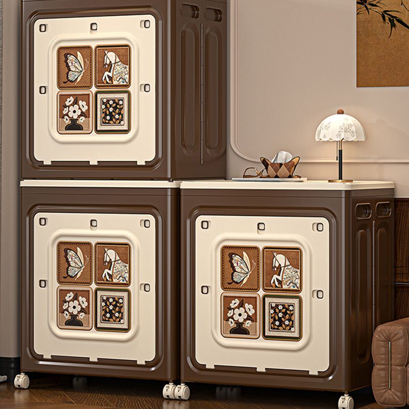 Modern Art Deco Movable Rectangular PP Plastic Foldable Large Capacity Storage Cabinet 1-Cabinet For Living Room & Bedroom