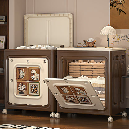 Modern Art Deco Movable Rectangular PP Plastic Foldable Large Capacity Storage Cabinet 1-Cabinet For Living Room & Bedroom