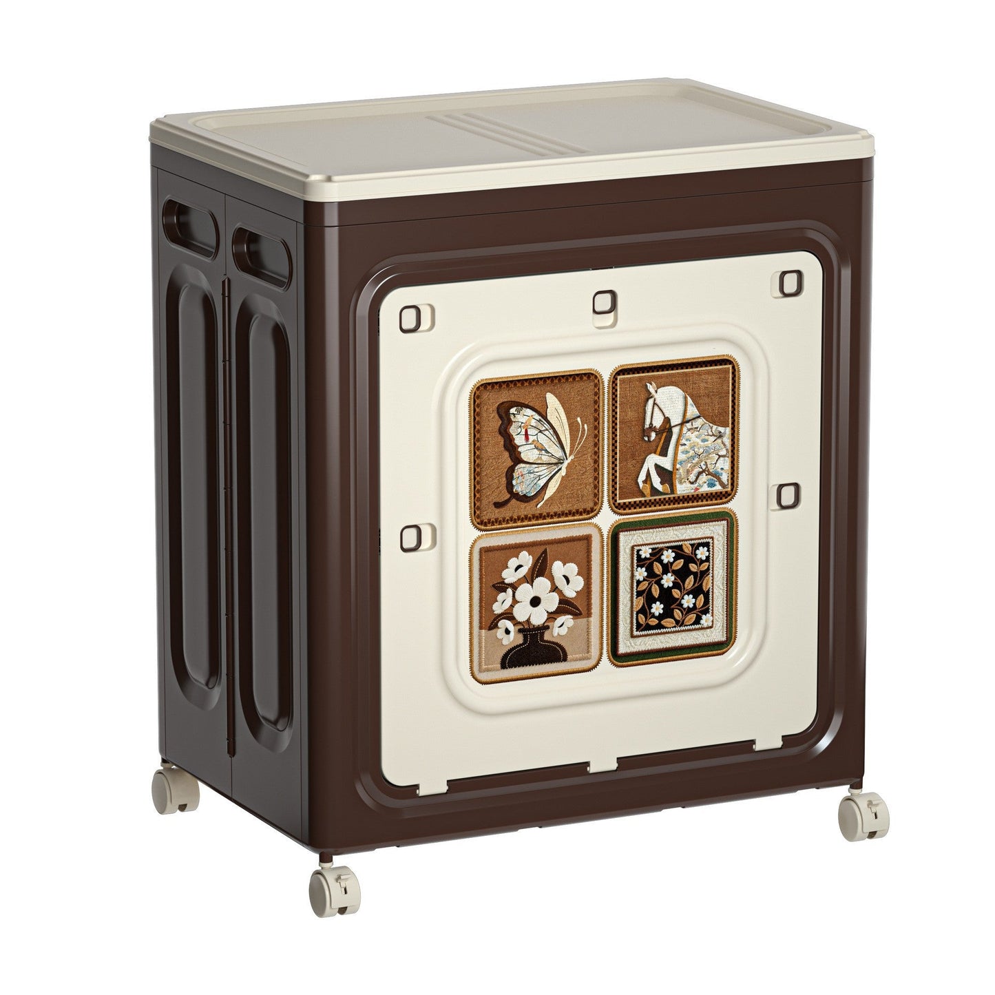 Modern Art Deco Movable Rectangular PP Plastic Foldable Large Capacity Storage Cabinet 1-Cabinet For Living Room & Bedroom
