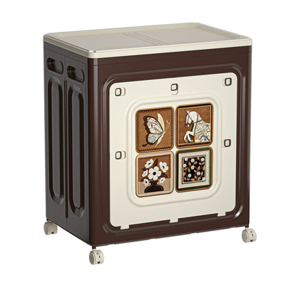 Modern Art Deco Movable Rectangular PP Plastic Foldable Large Capacity Storage Cabinet 1-Cabinet For Living Room & Bedroom