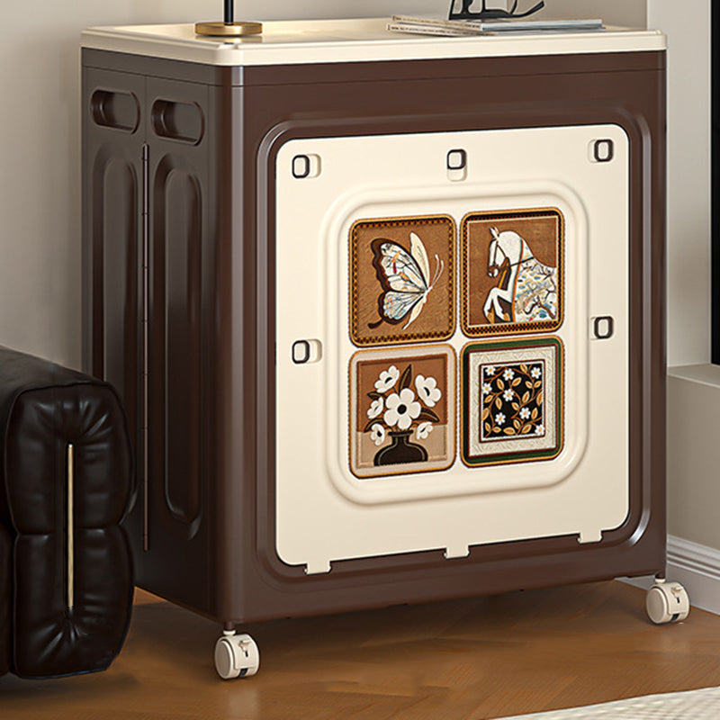 Modern Art Deco Movable Rectangular PP Plastic Foldable Large Capacity Storage Cabinet 1-Cabinet For Living Room & Bedroom