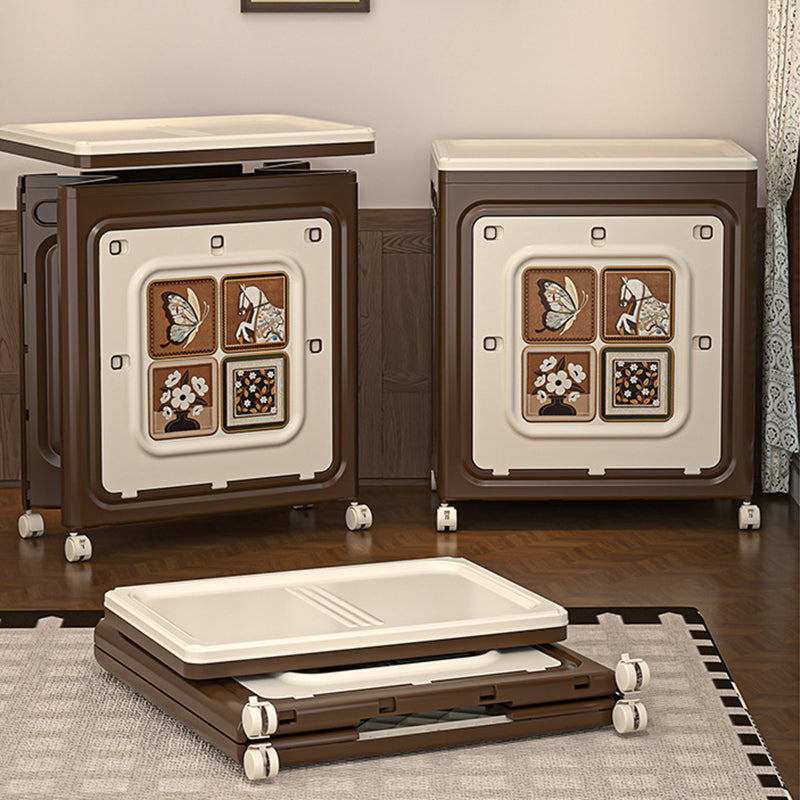 Modern Art Deco Movable Rectangular PP Plastic Foldable Large Capacity Storage Cabinet 1-Cabinet For Living Room & Bedroom