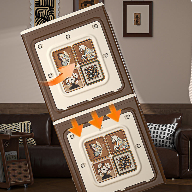 Modern Art Deco Movable Rectangular PP Plastic Foldable Large Capacity Storage Cabinet 1-Cabinet For Living Room & Bedroom
