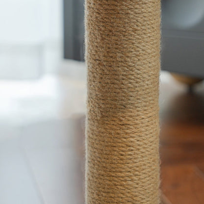 Contemporary Boho Ellipse MDF Hemp Rope Hemp Fabric Wear-Resistant Cat Tower 2-Tier For Living Room