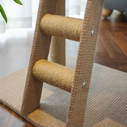 Contemporary Boho Ellipse MDF Hemp Rope Hemp Fabric Wear-Resistant Cat Tower 2-Tier For Living Room
