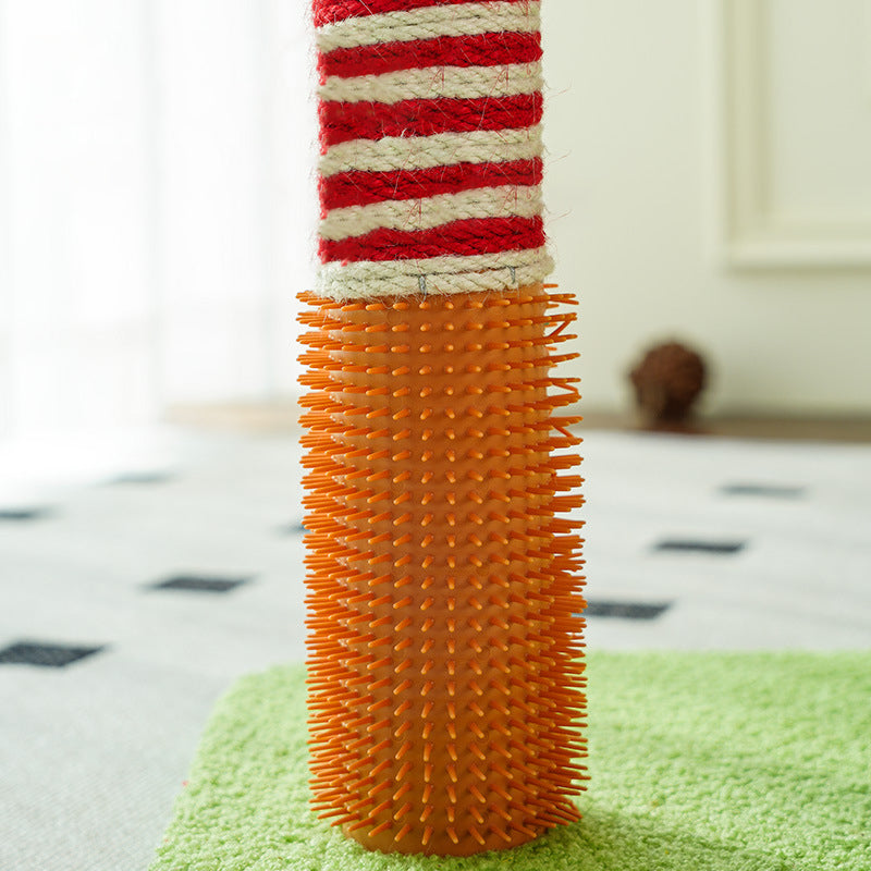 Contemporary Creative Geometric Shape MDF Teddy Fleece Sword Hemp Rope Cat Tower 2-Tier For Living Room