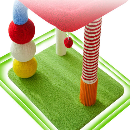 Contemporary Creative Geometric Shape MDF Teddy Fleece Sword Hemp Rope Cat Tower 2-Tier For Living Room