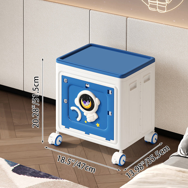 Modern Art Deco Cartoon Astronaut Rectangular PP Plastic Foldable Movable Storage Cabinet 1-Cabinet For Bedroom